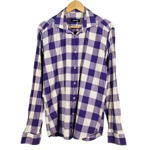 Jared Lang Long Sleeve Checker Dress Shirt Career Casual Purple - L